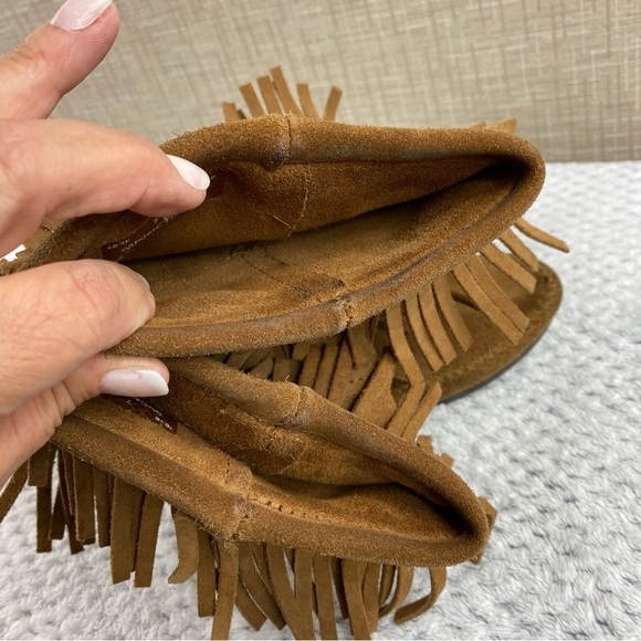 Vintage‎ Minnetonka Women's Suede 3-Layer Fringe Moccasin Coachella Boots Sz 7 - Picture 13 of 15